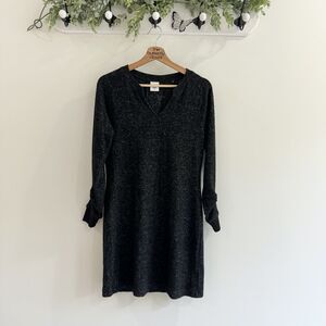 Cabi #3829 Knit V Neck Sweater Dress Cinched Sleeve XS